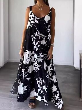 Full Size Floral Print Sleeveless Maxi Dress Plus Size